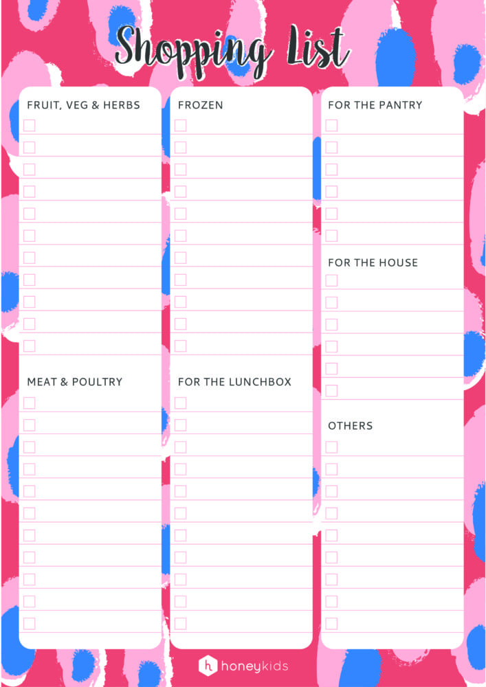 How to get organised: the HoneyKids free printable shopping list ...