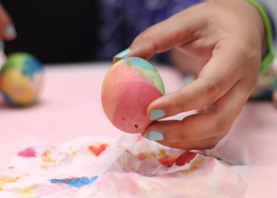 Dip-dyed rainbow eggs by Nathania Tirtaputra | Easter craft ideas for kids