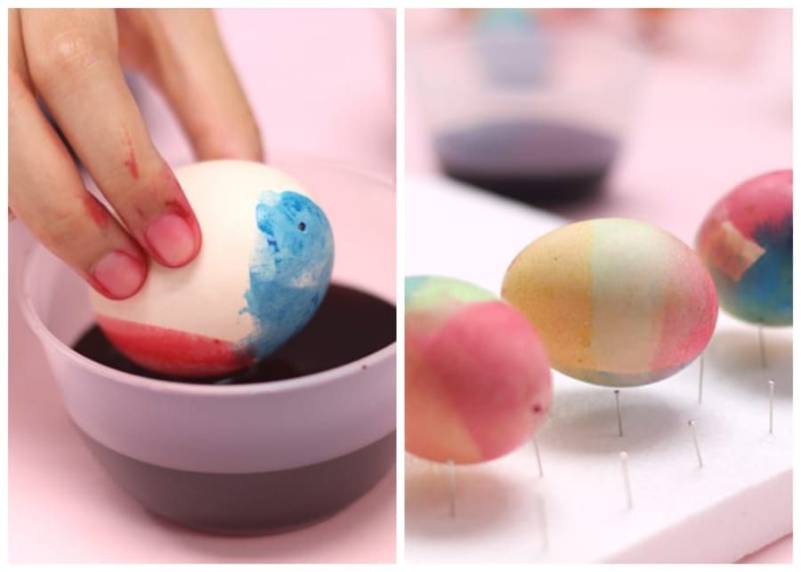 Dip-dyed rainbow eggs by Nathania Tirtaputra | Easter craft ideas for kids