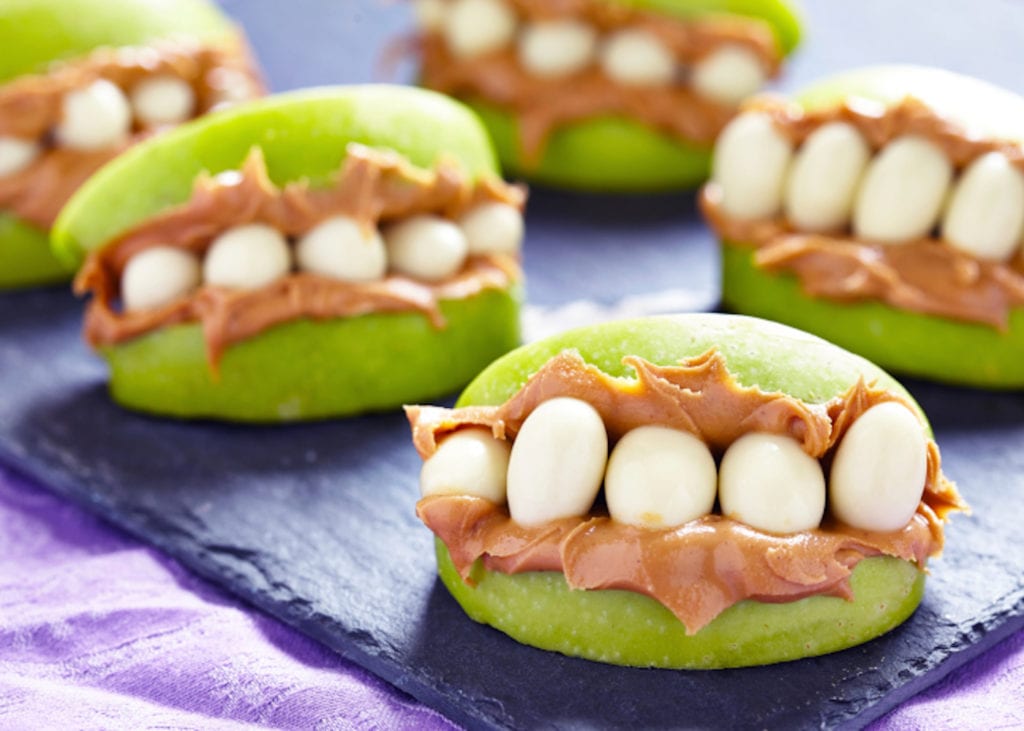 Apple and Peanut Butter Monster Mouths