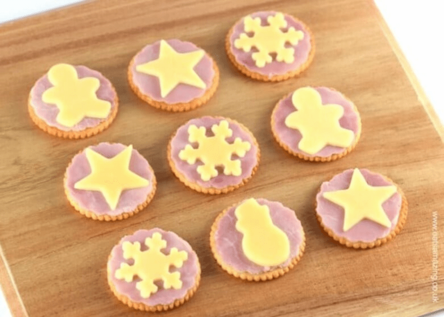 Ham and cheese Christmas crackers | Christmas party food for kids