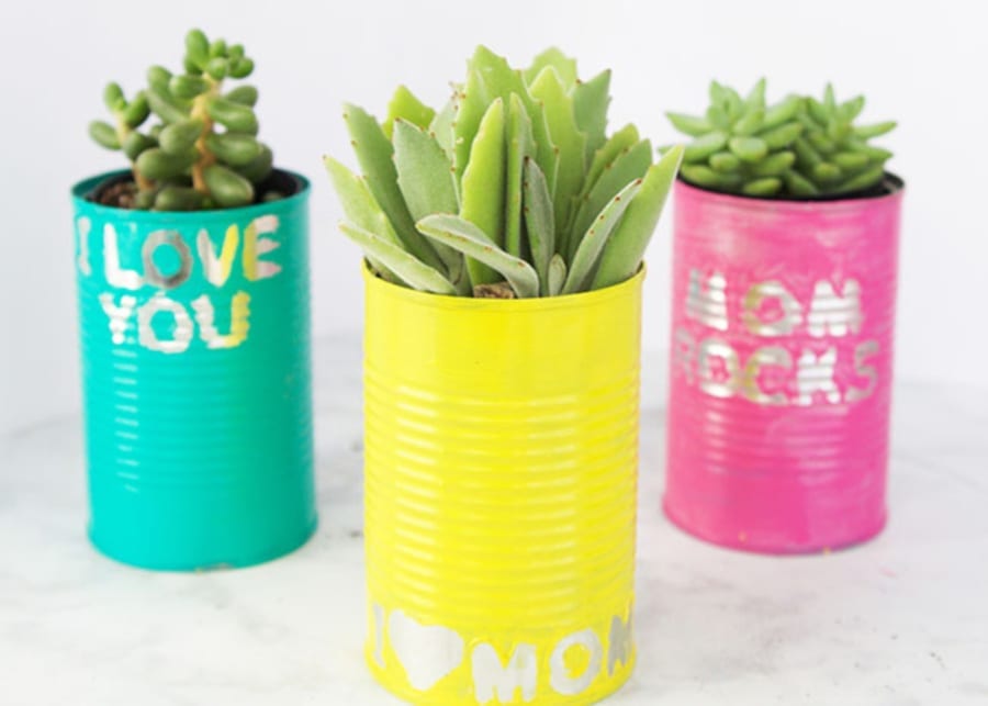 mothers day craft tin can planters