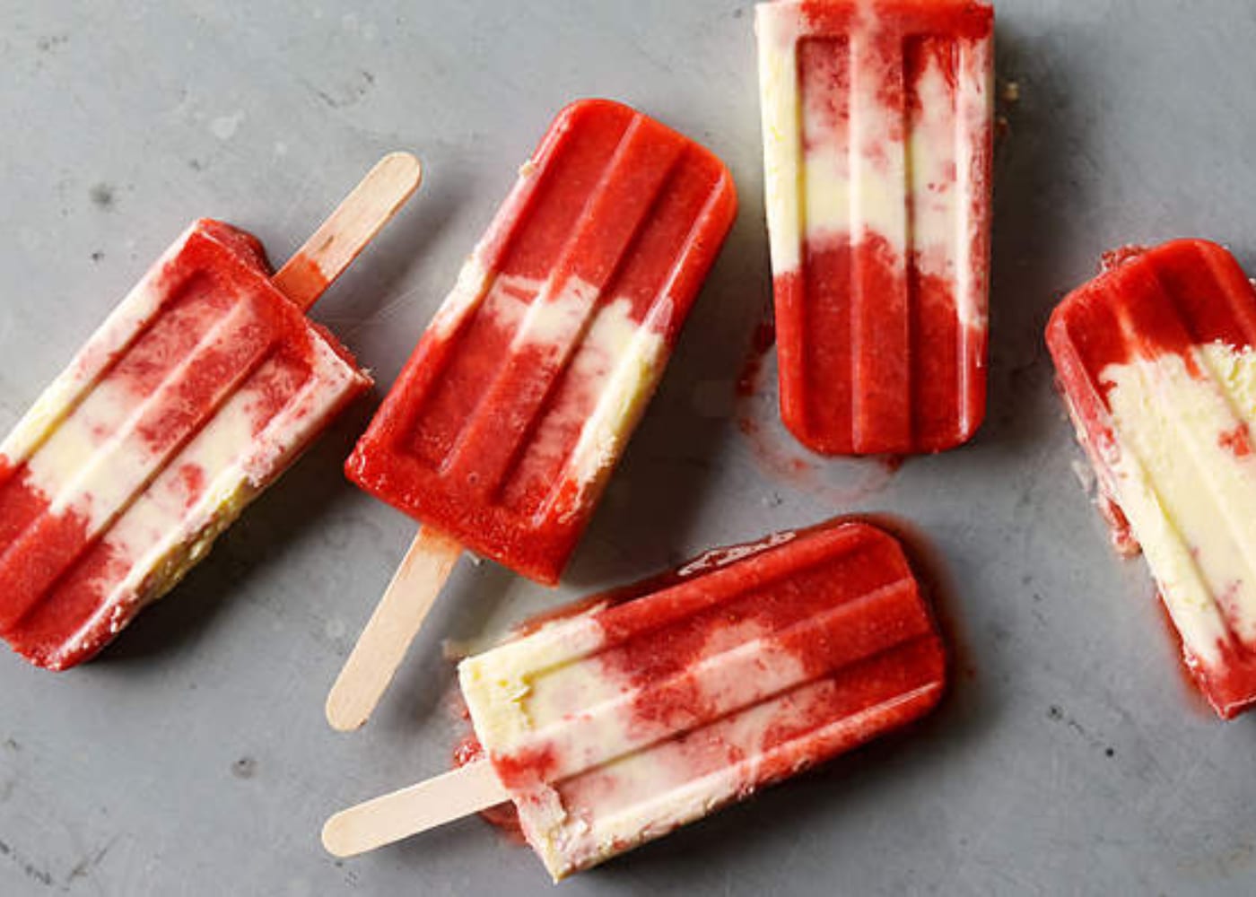 Strawberries and cream icy poles by Feast