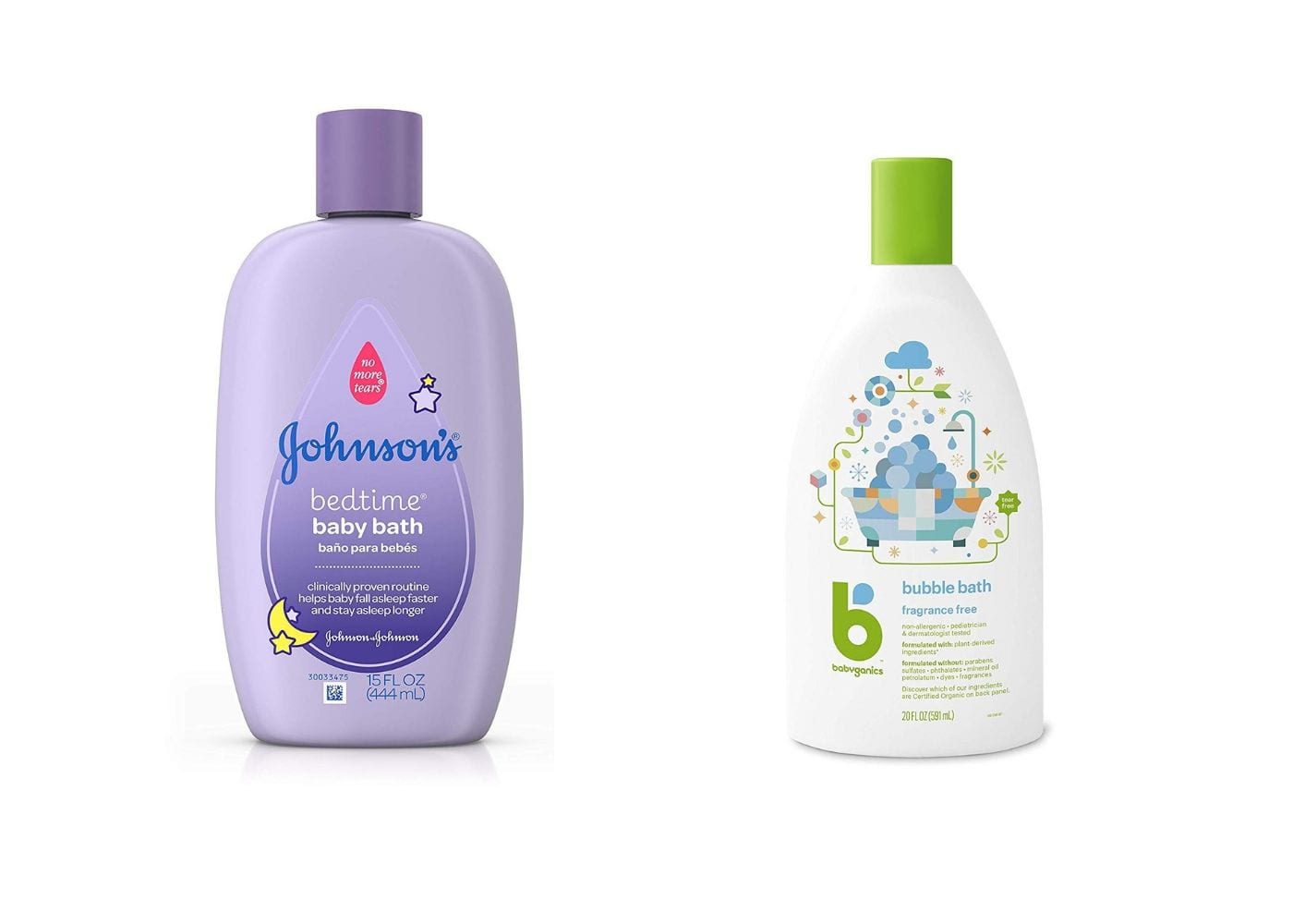 Beauty Products I Can Borrow From My Baby: Bubble Bath from Johnson's & Johnson's and BabyGanics