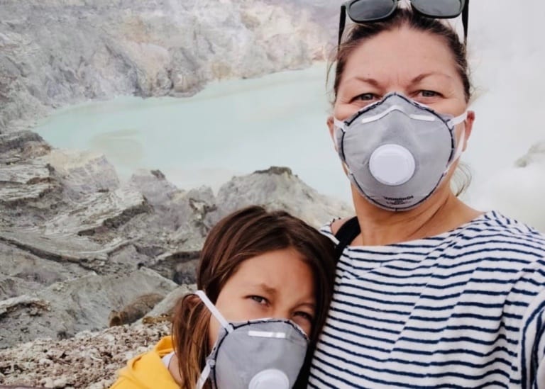 Holiday with a difference: this mum hiked up Kawah Ijen, an active volcano in Indonesia