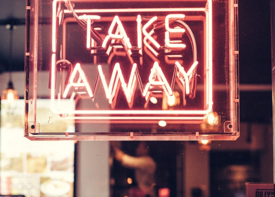 takeaway neon sign