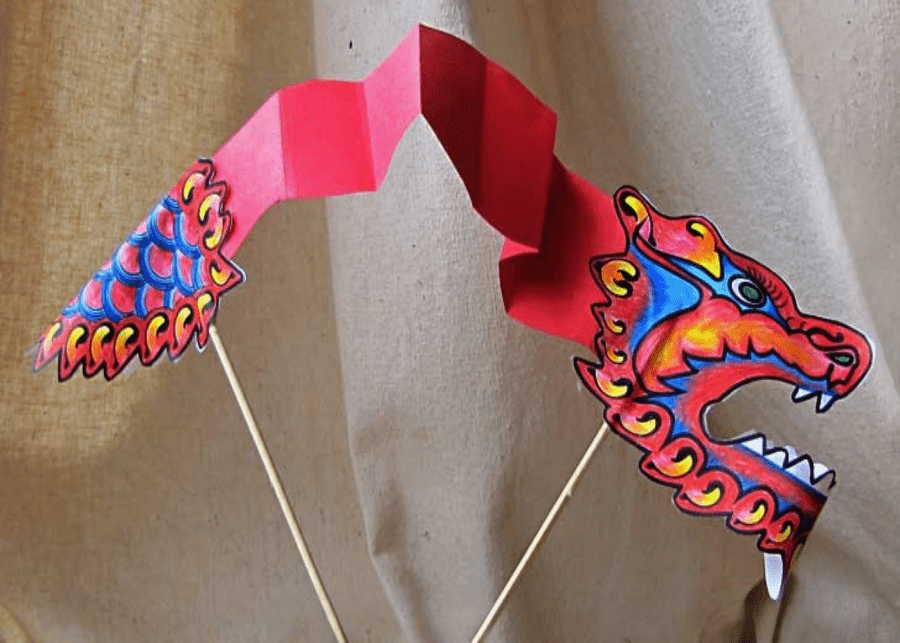 Printable paper dragon puppet | Chinese New Year crafts