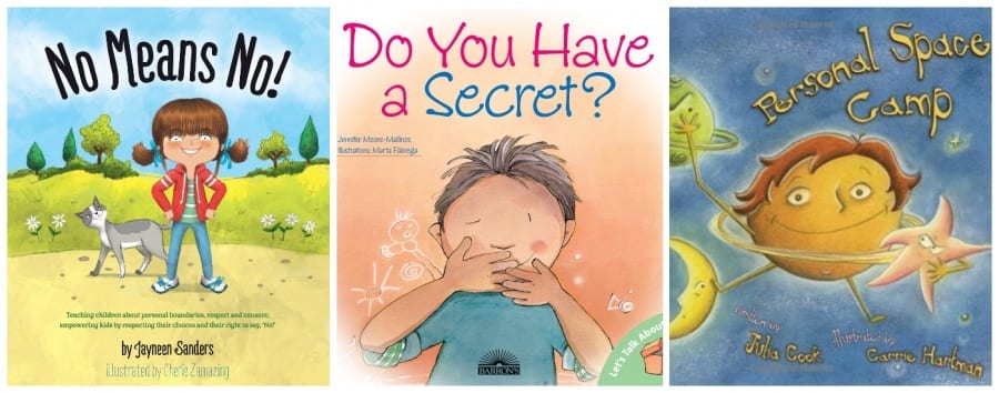 books about consent for preschoolers and toddlers | No Means No by Jayneen Sanders | Do You Have a Secret? by Jennifer Moore-Mallinos | Personal Space Camp by Julia Cook