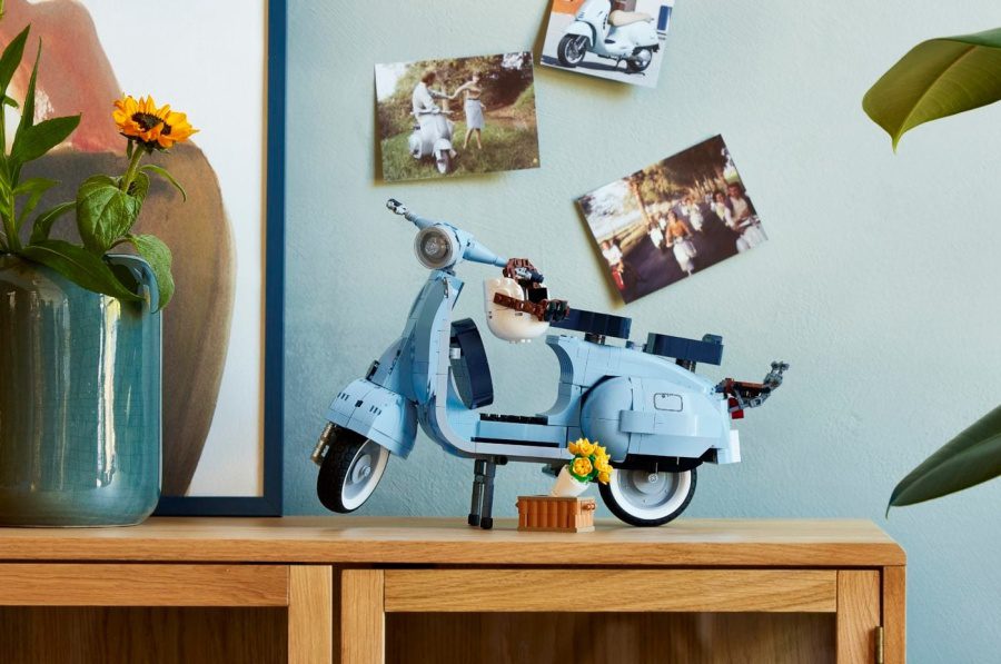 a lego model of a vespa scooter