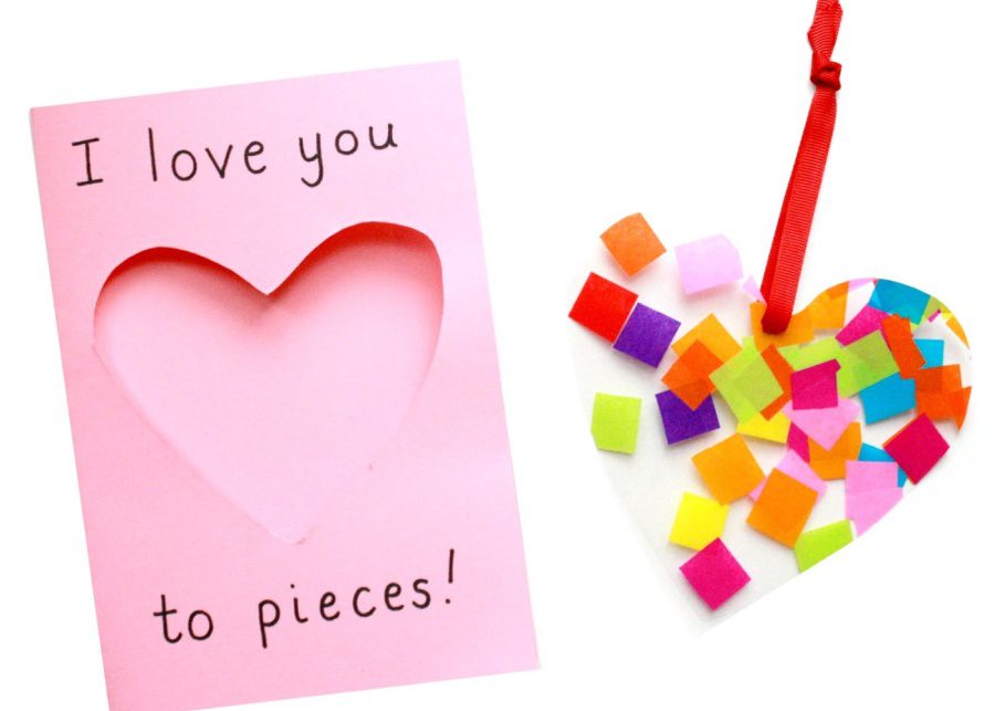 "I love you to pieces!" suncatcher card by Learning and Exploring through Play | Mother's Day craft ideas