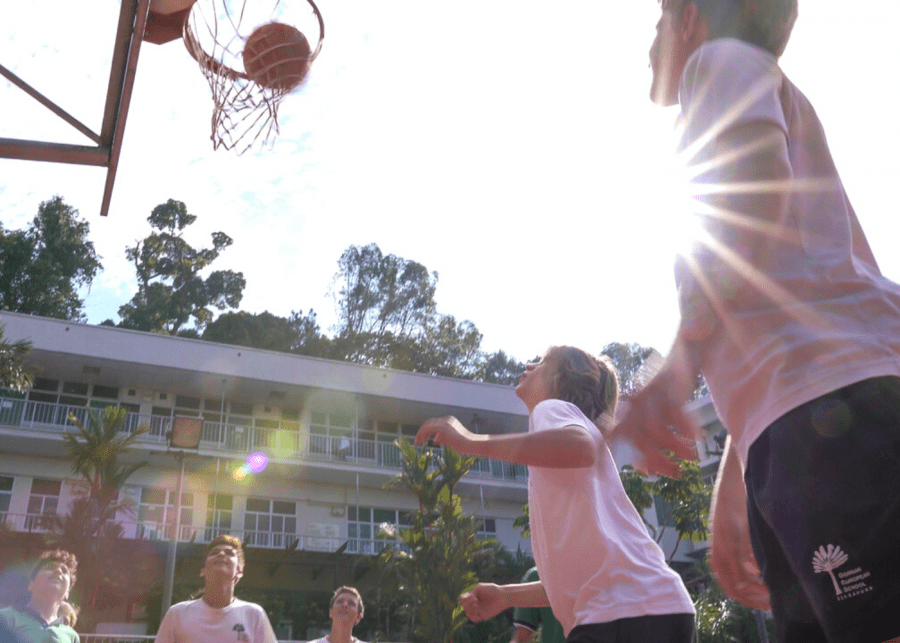 GESS ambassador visits: students playing basketball