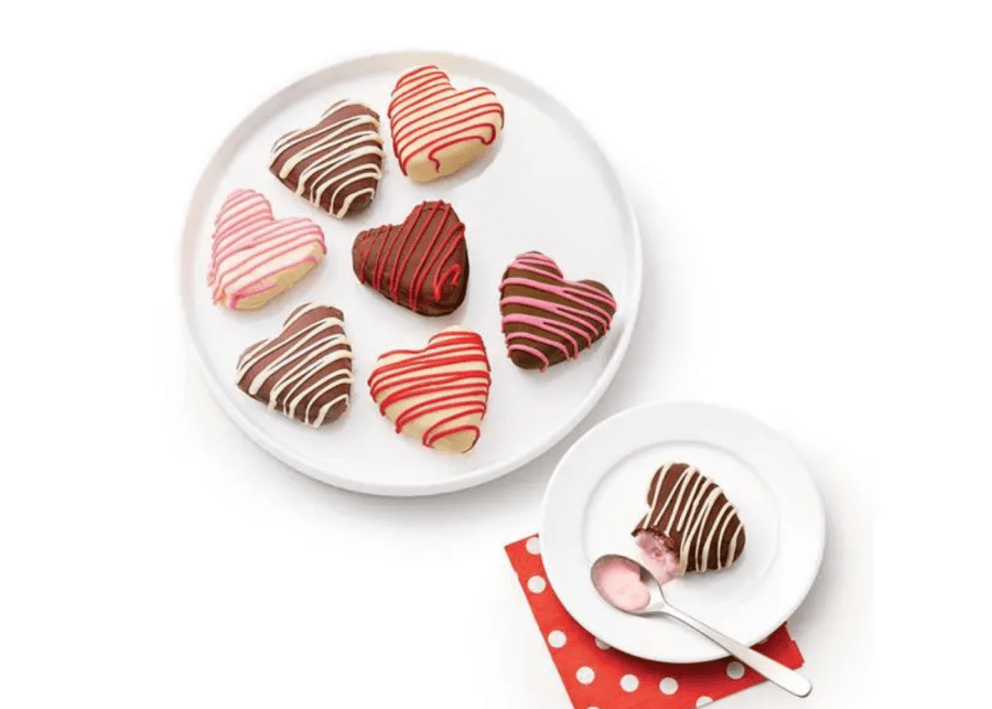 Chocolate-covered ice cream hearts